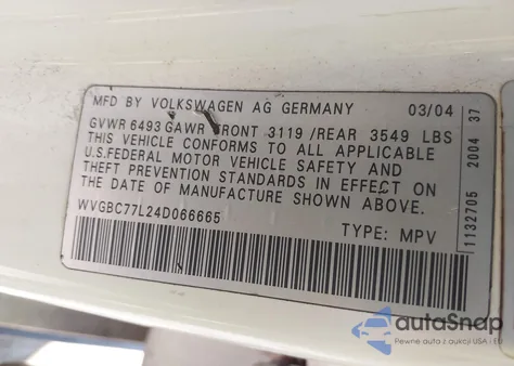 2004 Volkswagen Touareg V6 из США, поврежденный, VIN WVGBC77L24D066665